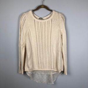 Lucky Brand Metallic Pullover Layered Sweater Sheer Lining Medium